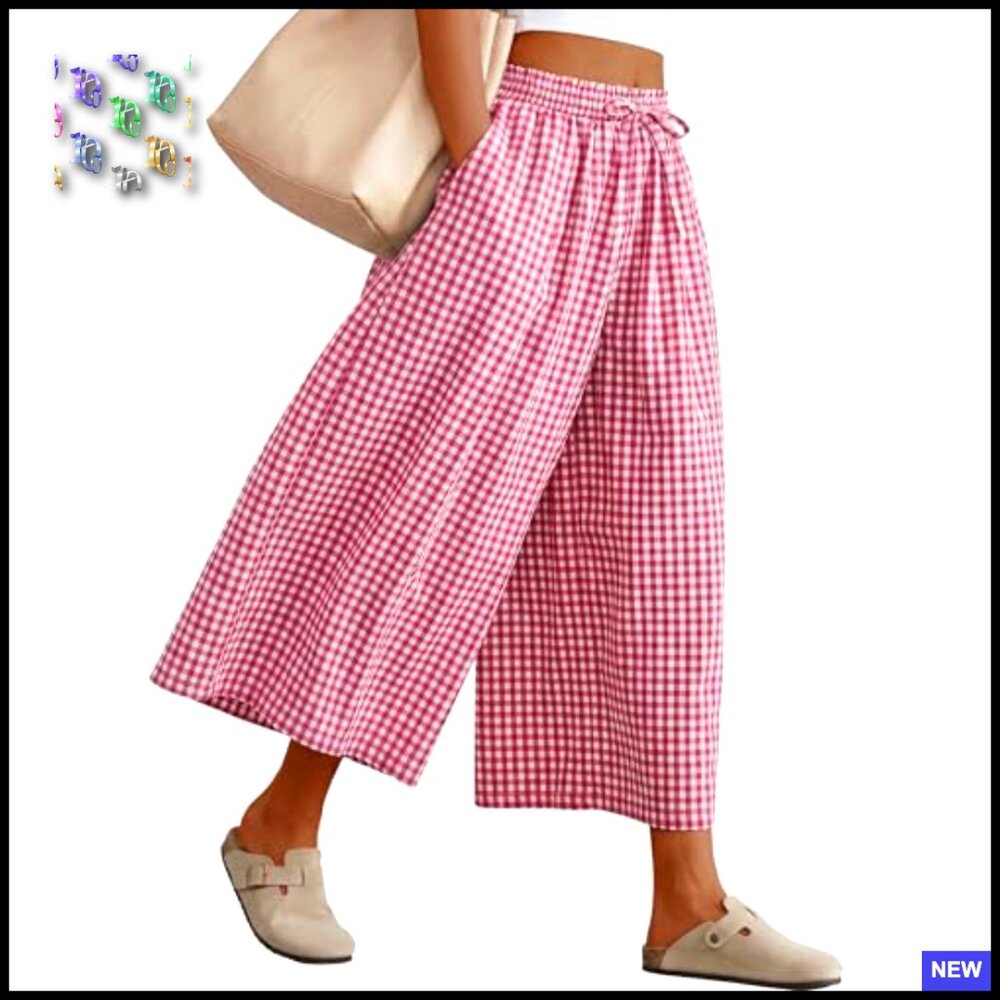 Wide Leg Palazzo Pants Soft Rayon Mid Rise Casual Lounge Trousers with Pockets - Picture 2 of 7